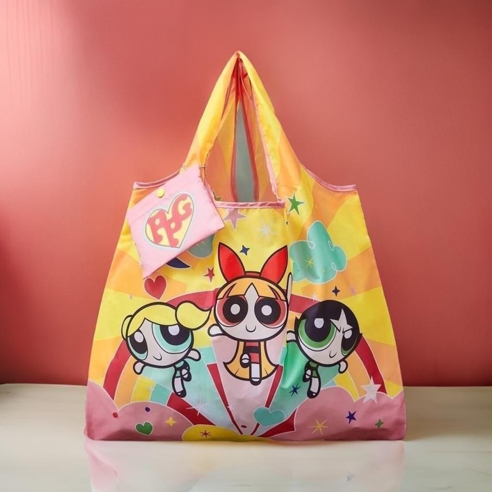 New Powerpuff Girls Foldable Waterproof Tote Bag Reusable Grocery Large Purse